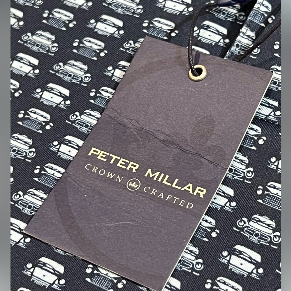 NWT XL Peter Millar Crown Crafted Pinehurst CC PGA US Open Car Pattern Navy Polo - Picture 5 of 8